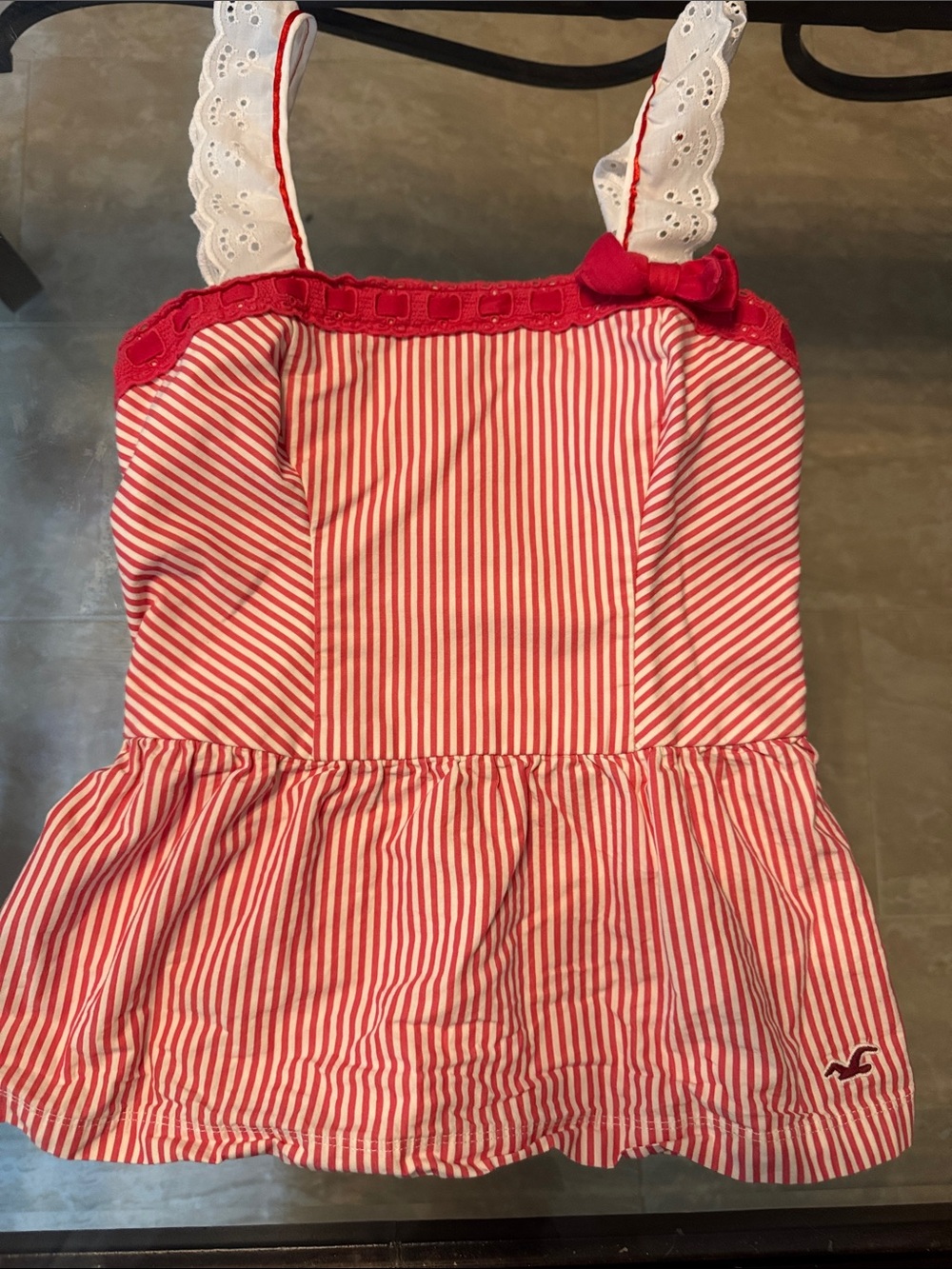 Vintage Hollister Pink & White Striped Peplum Tank